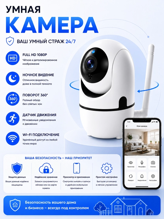 Kuzatuv kamerasi, Aqlli Wi-Fi kamera, 360° Full HD kamera
