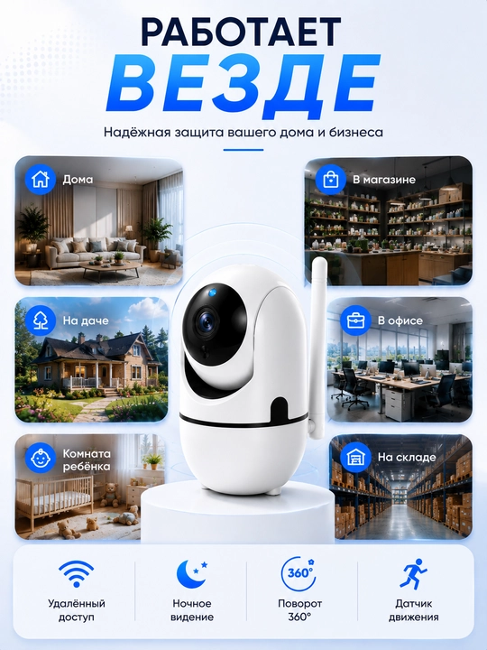 Камера видеонаблюдения, Умная Wi-Fi камера, камера 360 Full HD