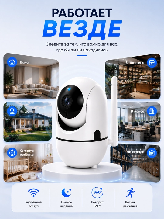 Камера видеонаблюдения, Умная Wi-Fi камера, камера 360 Full HD