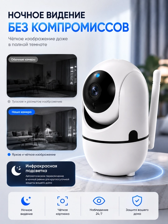 Камера видеонаблюдения, Умная Wi-Fi камера, камера 360 Full HD