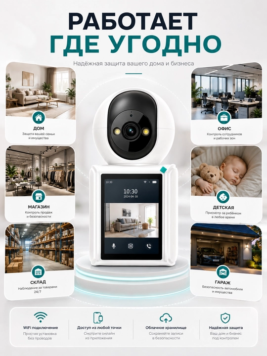 Камера видеонаблюдения, Умная Wi-Fi камера, камера 360 Full HD