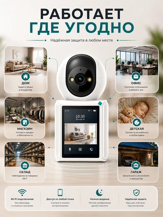 Камера видеонаблюдения, Умная Wi-Fi камера, камера 360 Full HD