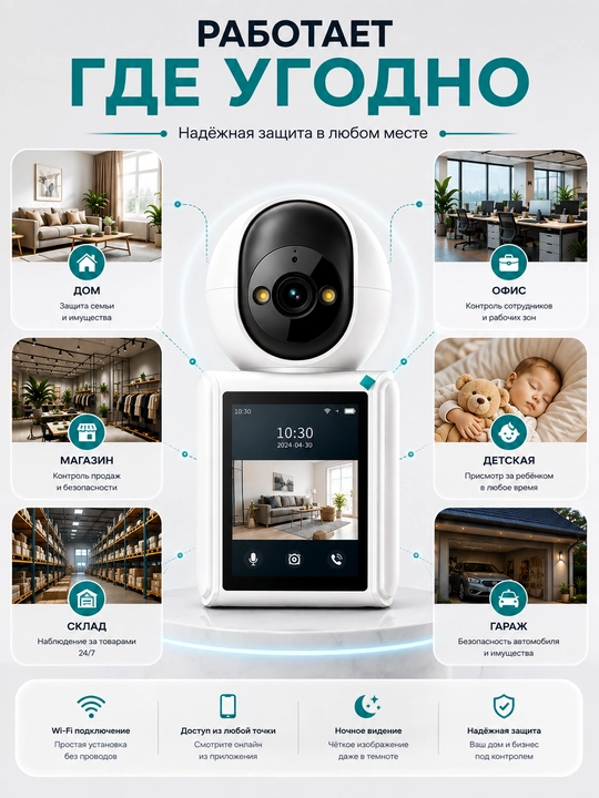 Камера видеонаблюдения, Умная Wi-Fi камера, камера 360 Full HD