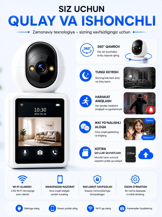 Камера видеонаблюдения, Умная Wi-Fi камера, камера 360 Full HD