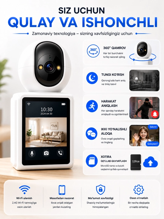 Камера видеонаблюдения, Умная Wi-Fi камера, камера 360 Full HD