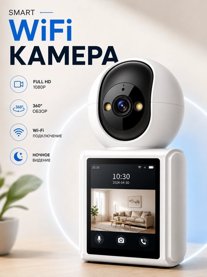Kuzatuv kamerasi, Aqlli Wi-Fi kamera, 360° Full HD kamera - 