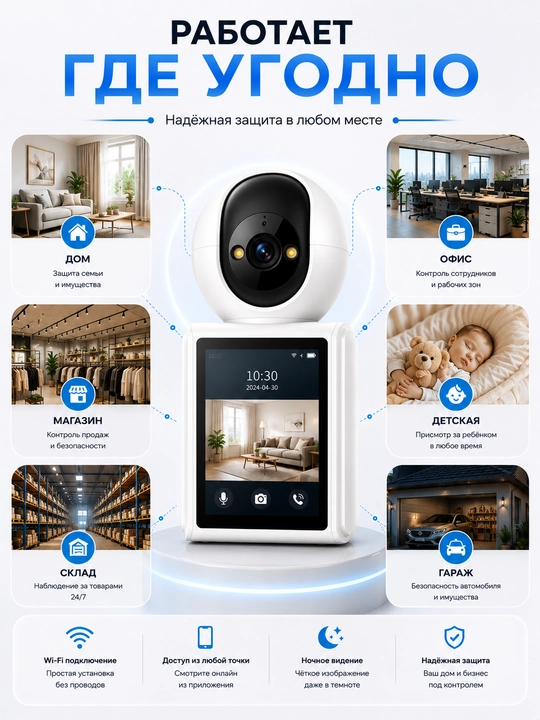Камера видеонаблюдения, Умная Wi-Fi камера, камера 360 Full HD