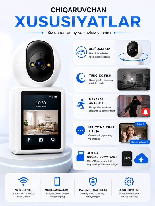 Камера видеонаблюдения, Умная Wi-Fi камера, камера 360 Full HD