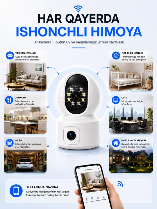 Камера видеонаблюдения, Умная Wi-Fi камера, камера 360 Full HD