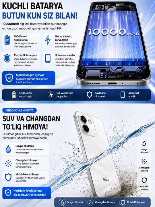 Redmi Note 17 Pro Max, 9210 mA/soat, 100 Vt, yumaloq burchakli klassik dizayn