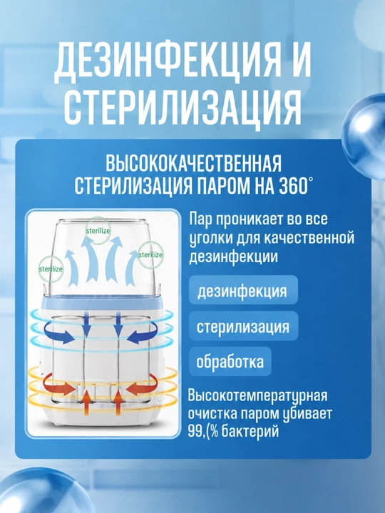 Butilka isitgich simsiz, sterilizator 8v1 butilka soska uchun, 4 ta butilka