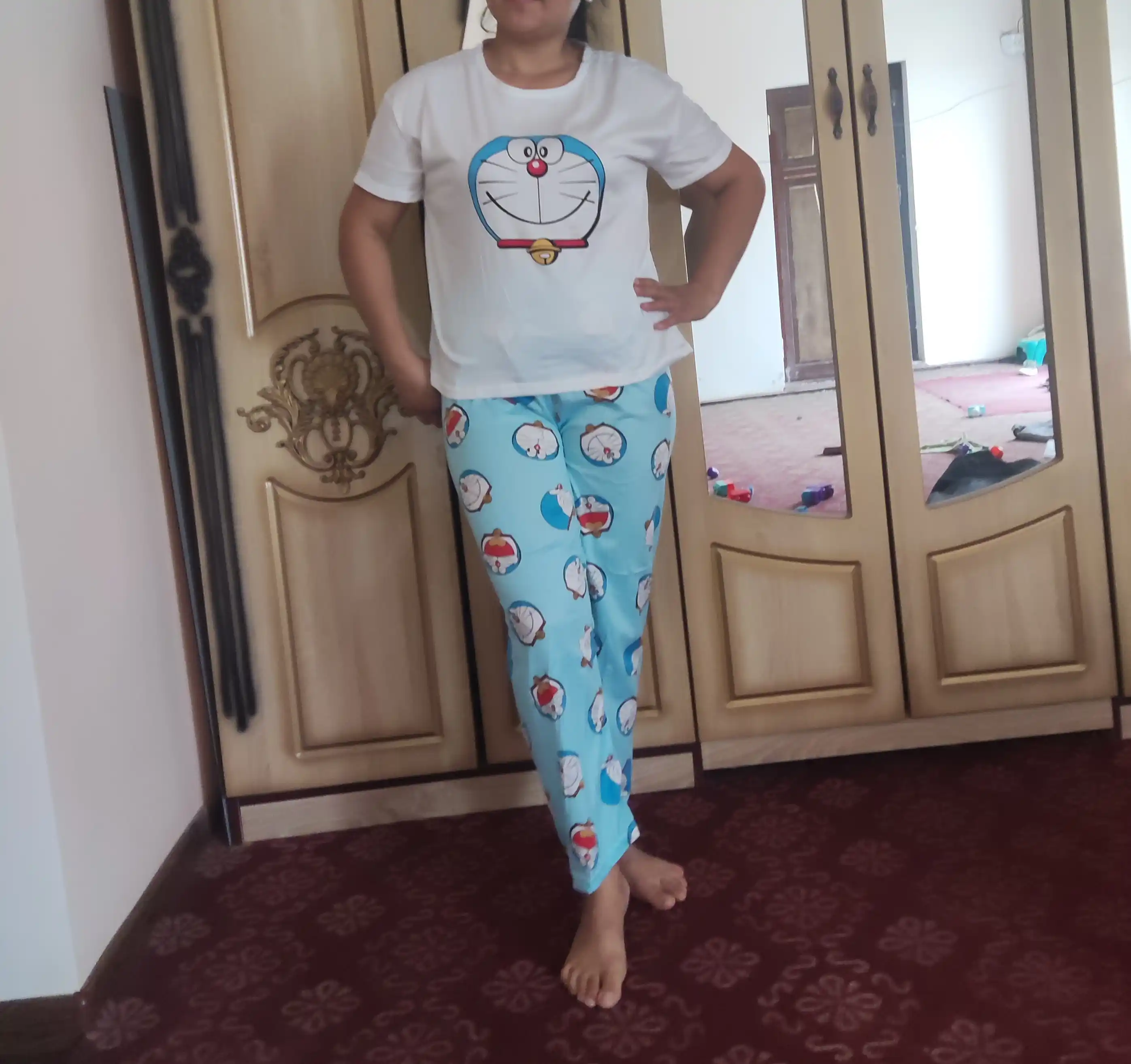 Ayollar va qizlar uchun pijamalar, ikkilik, uy uchun futbolka va shimlar, 2 ga 1, malomerka
