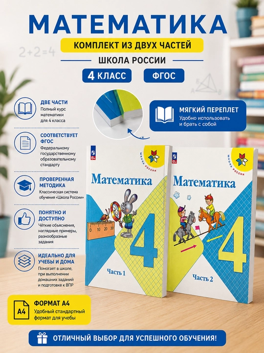 Математика. 4 класс. Комплект из двух частей - 
