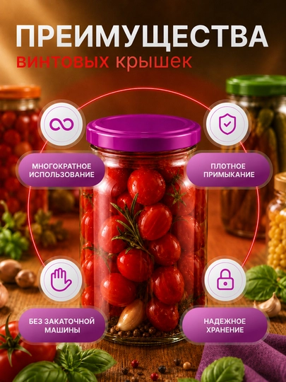 Крышки для банок винтовые, крышки для консервирования