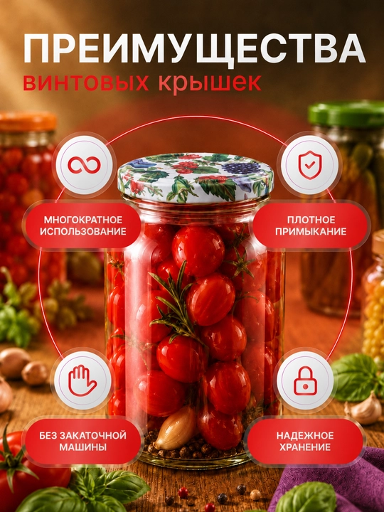 Крышки для банок винтовые, крышки для консервирования