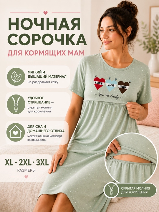 Homilador va emizikli ayollar uchun ko‘ylak, roddom va uy uchun qulay, yashirin zamokli - 