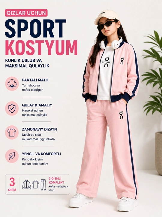 Qiz bolalar uchun sport kostyumi - 