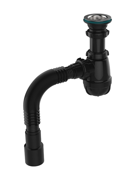Aquant сифон для кухни 1½"x40, чёрный, металл. решётка - B0184-30-MR