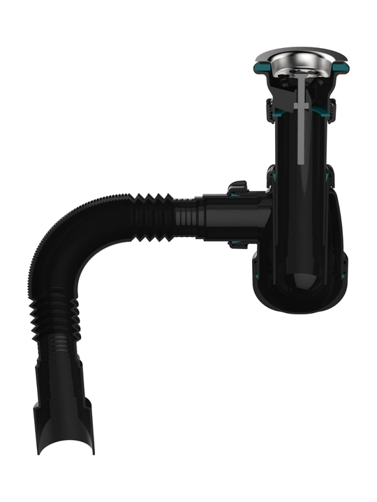 Aquant сифон для кухни 1½"x40, чёрный, металл. решётка - B0184-30-MR