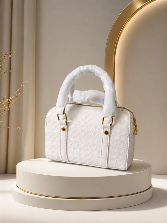 Ayollar sumkasi zamonaviy oq PU charm qo‘l sumka ixcham elegant model - 