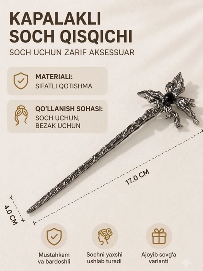 Ayollar uchun shpilkali soch zakolkasi – kundalik va bayram uchun qulay aksessuar