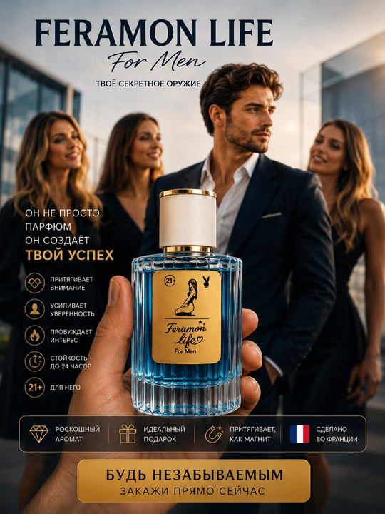 PHEROMONE LIFE (indigo) - erkaklar uchun feamonli o'ziga tortuvchi ifor, 30, 50, 100ml - 
