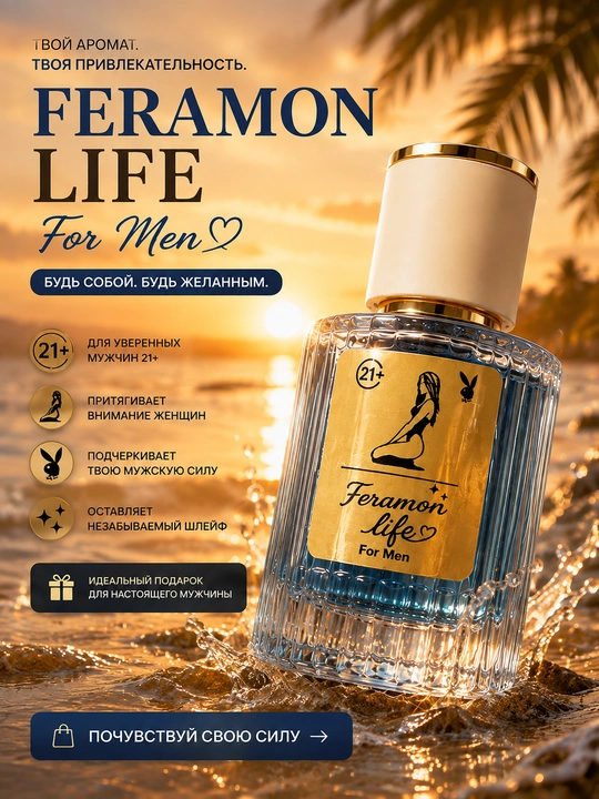 PHEROMONE LIFE (indigo) - erkaklar uchun feamonli o'ziga tortuvchi ifor, 30, 50, 100ml