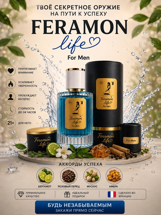 PHEROMONE LIFE (indigo) - erkaklar uchun feamonli o'ziga tortuvchi ifor, 30, 50, 100ml
