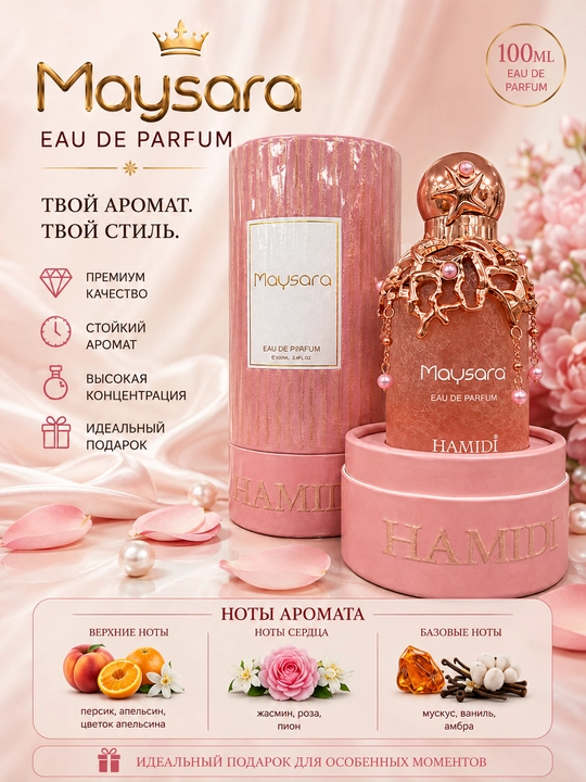 HAMIDI Maysara, ayollar uchun sharqona o'ziga tortuvchi feramonli ifor, (OAE 100ml)