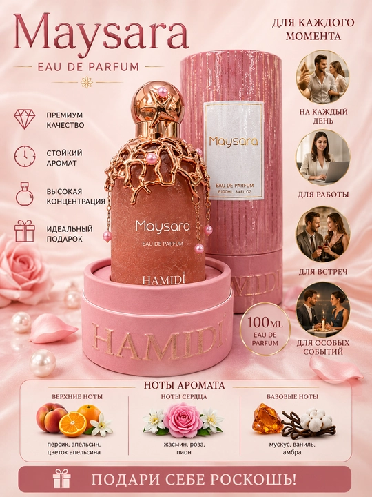 HAMIDI Maysara, ayollar uchun sharqona o'ziga tortuvchi feramonli ifor, (OAE 100ml) - 
