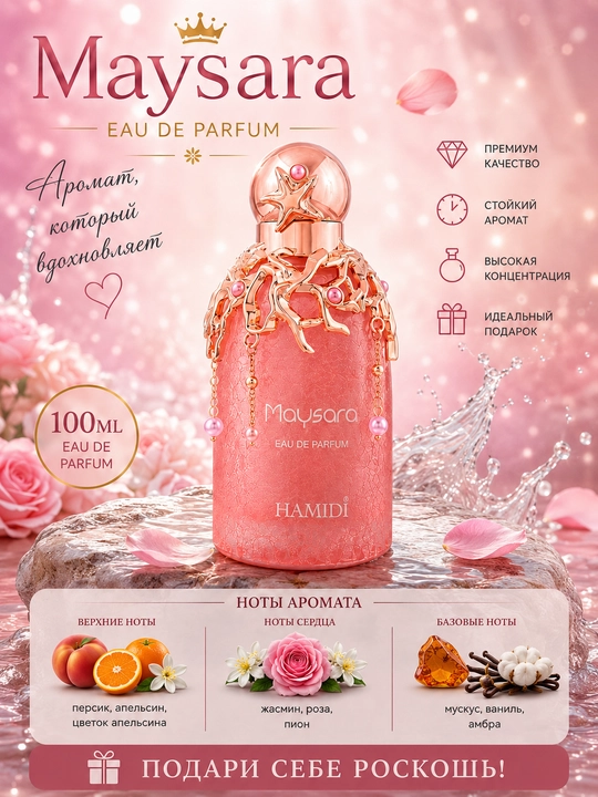 HAMIDI Maysara, ayollar uchun sharqona o'ziga tortuvchi feramonli ifor, (OAE 100ml)