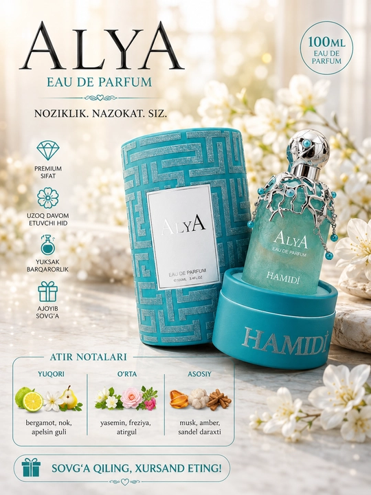 HAMIDI ALYA, ayollar uchun sharqona o'ziga tortuvchi feramonli ifor, (OAE 100ml)