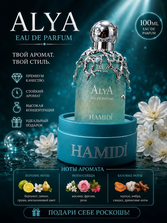 HAMIDI ALYA, ayollar uchun sharqona o'ziga tortuvchi feramonli ifor, (OAE 100ml)