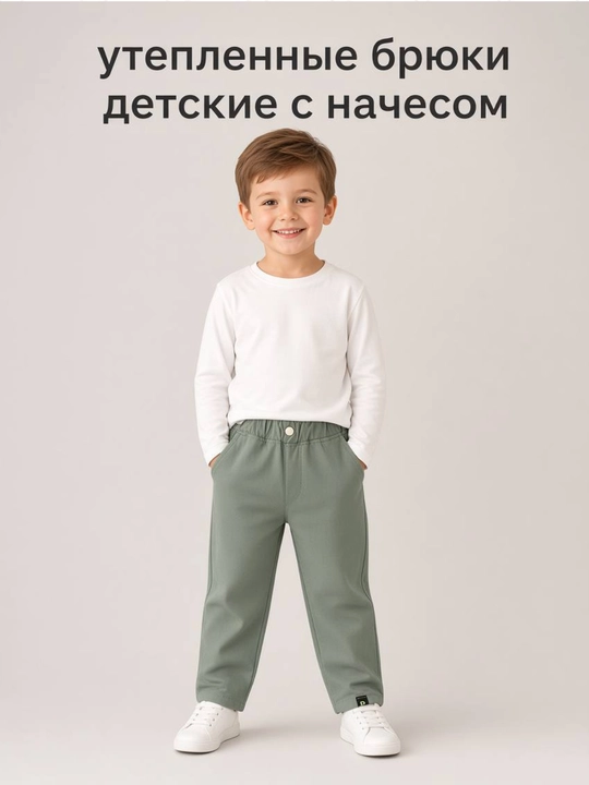 Детские брюки с начёсом , тёплые штаны для девочек и мальчиков