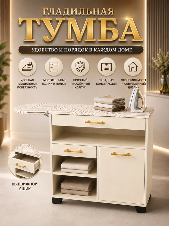 Многофункциональная тумба с встроенной гладильной доской 83 *37*77 - 