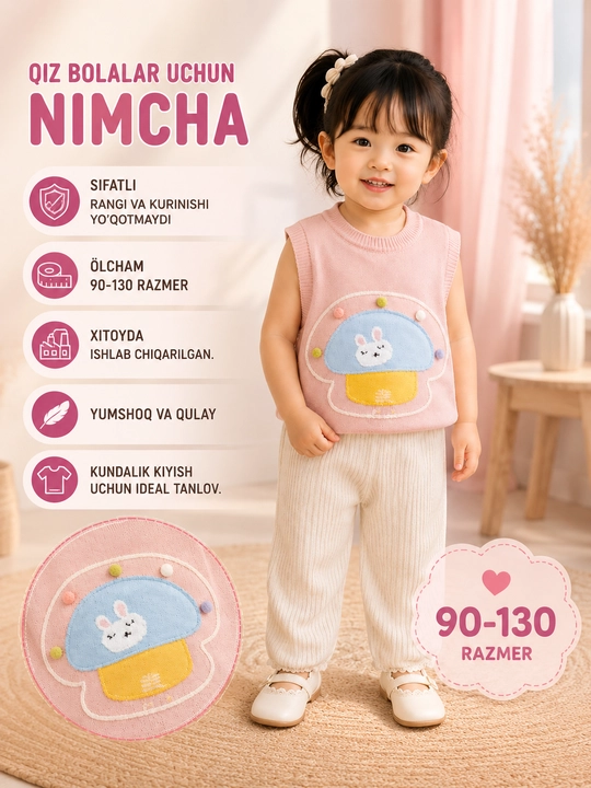 1 yoshdan 5 yoshgacha bo‘lgan bolalar uchun kundalik nimcha