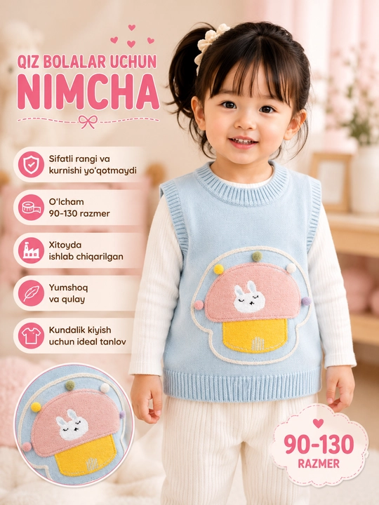 1 yoshdan 5 yoshgacha bo‘lgan bolalar uchun kundalik nimcha