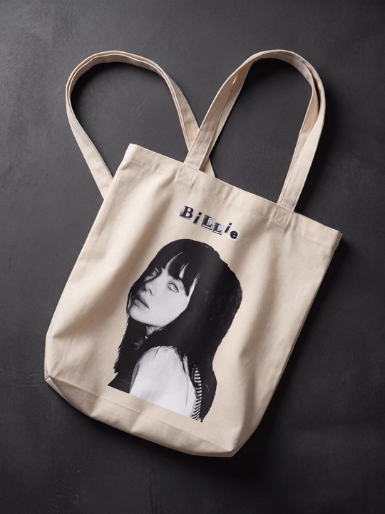 Billie eilish printli shopper sumka, eko matoli kundalik tote bag - 