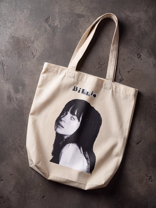 Billie eilish printli shopper sumka, eko matoli kundalik tote bag