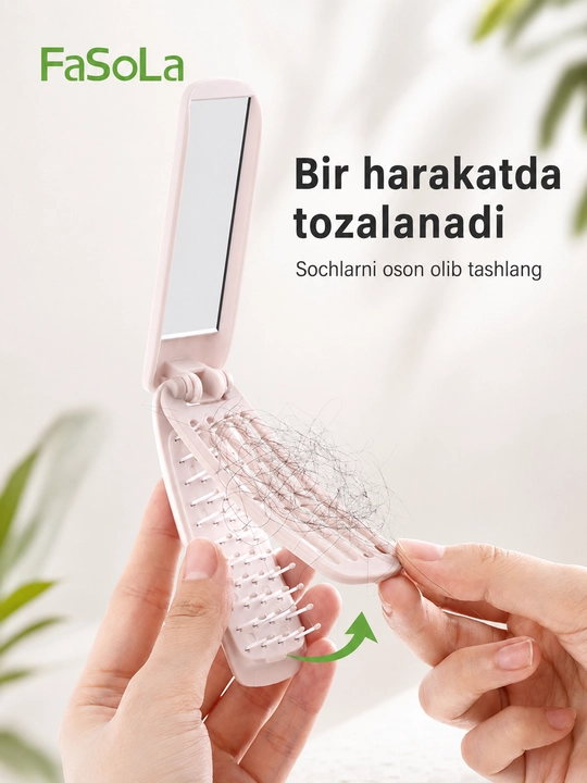 FaSoLa yig‘ma soch tarog‘i va ko‘zgu, o‘z-o‘zini tozalovchi, ixcham, sayohat uchun qulay