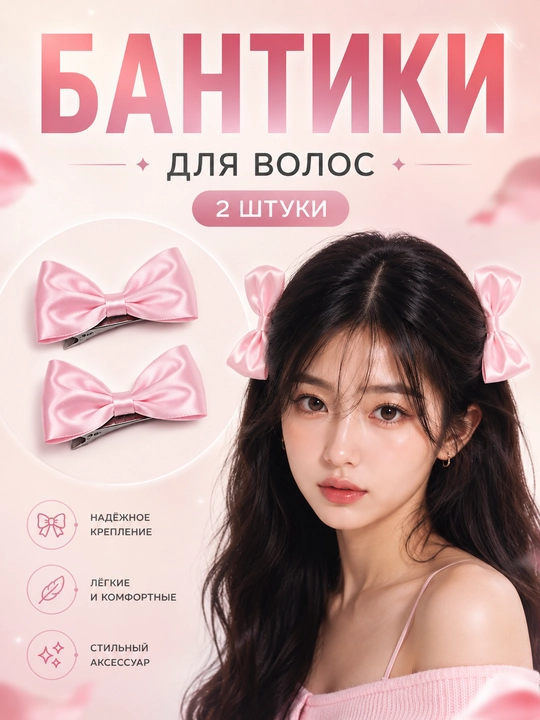 Заколка-бант для волос в стиле Y2K, корейский K-pop аксессуар, лента - 