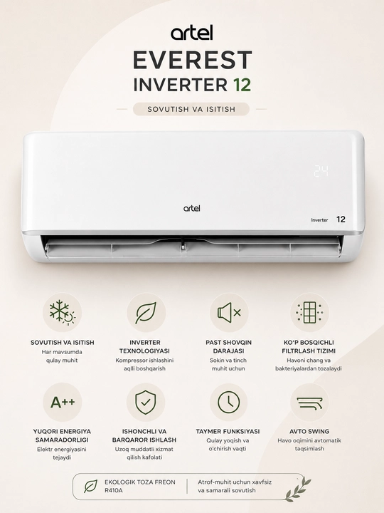 Konditsioner Artel Everest inverter va standart 9/12/18