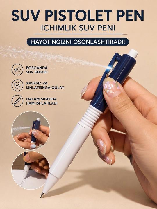 Suv sepadigan ruchka Spray Pen, yozish va suv purkash uchun 3 dona - 