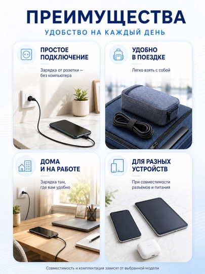 Зарядное устройство для телефона, адаптер питания с кабелем, быстрая зарядка