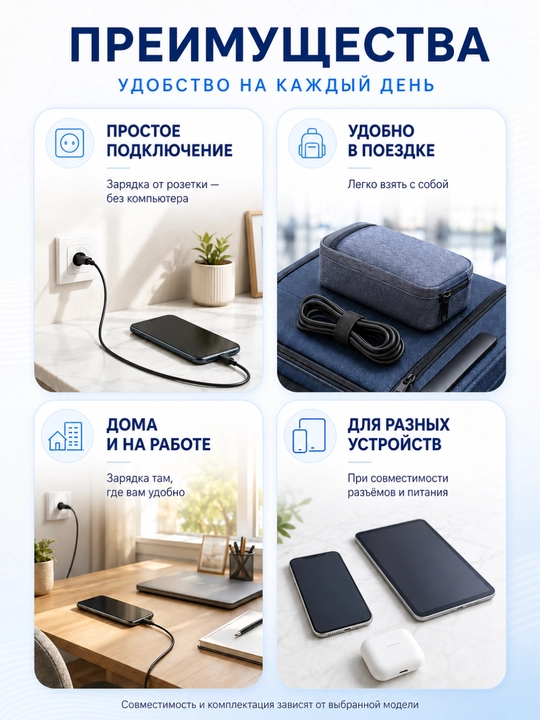 Зарядное устройство для телефона, адаптер питания с кабелем, быстрая зарядка