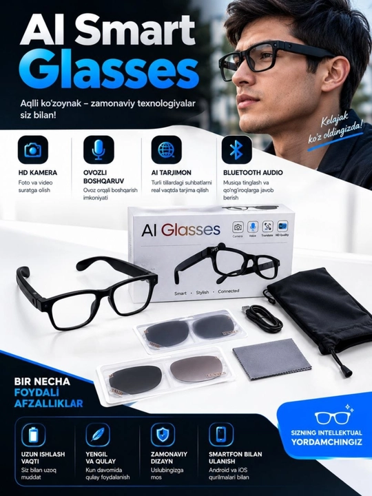 AI Smart Glasses – Aqlli ko‘zoynak - 