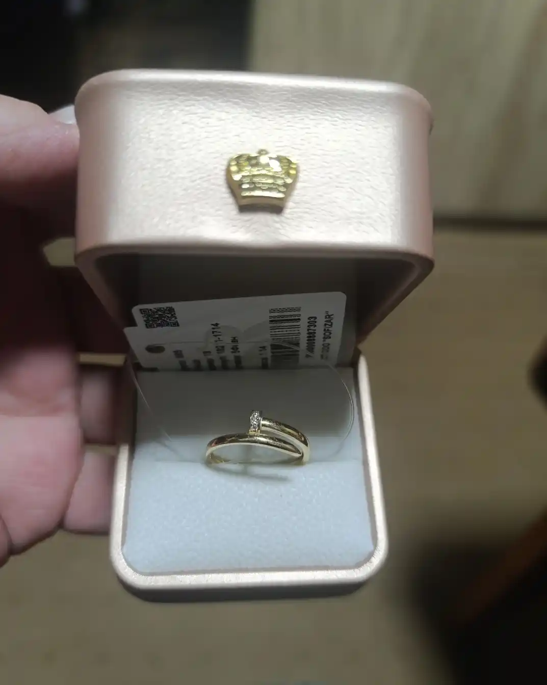 Кольцо-гвоздь из золота 585 пробы, средний вес 1,11 г, арт. 1714