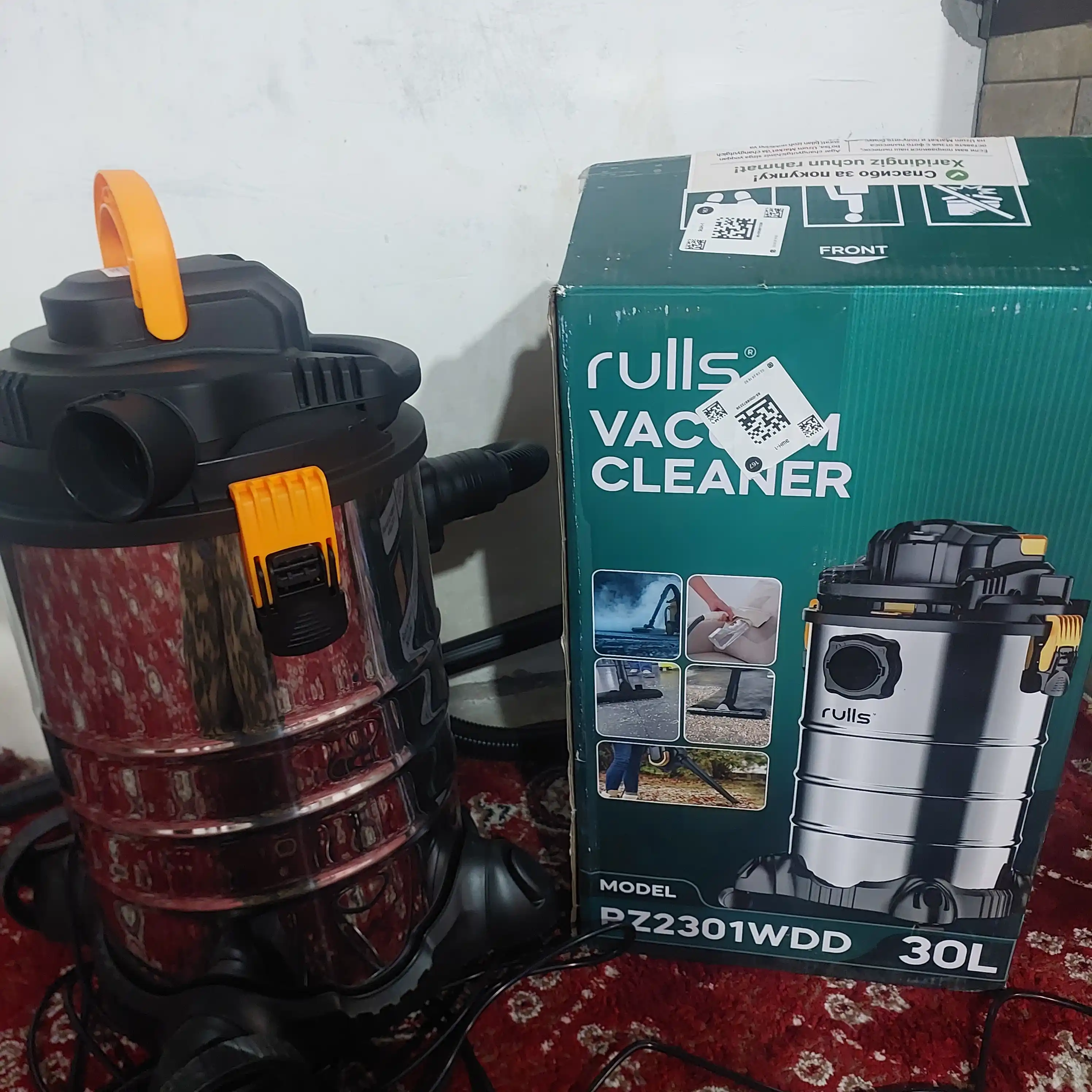 Пылесос строительный Rulls RZ2301WDD 30 л, 3 в 1, сухая и влажная уборка, выдув, моющий