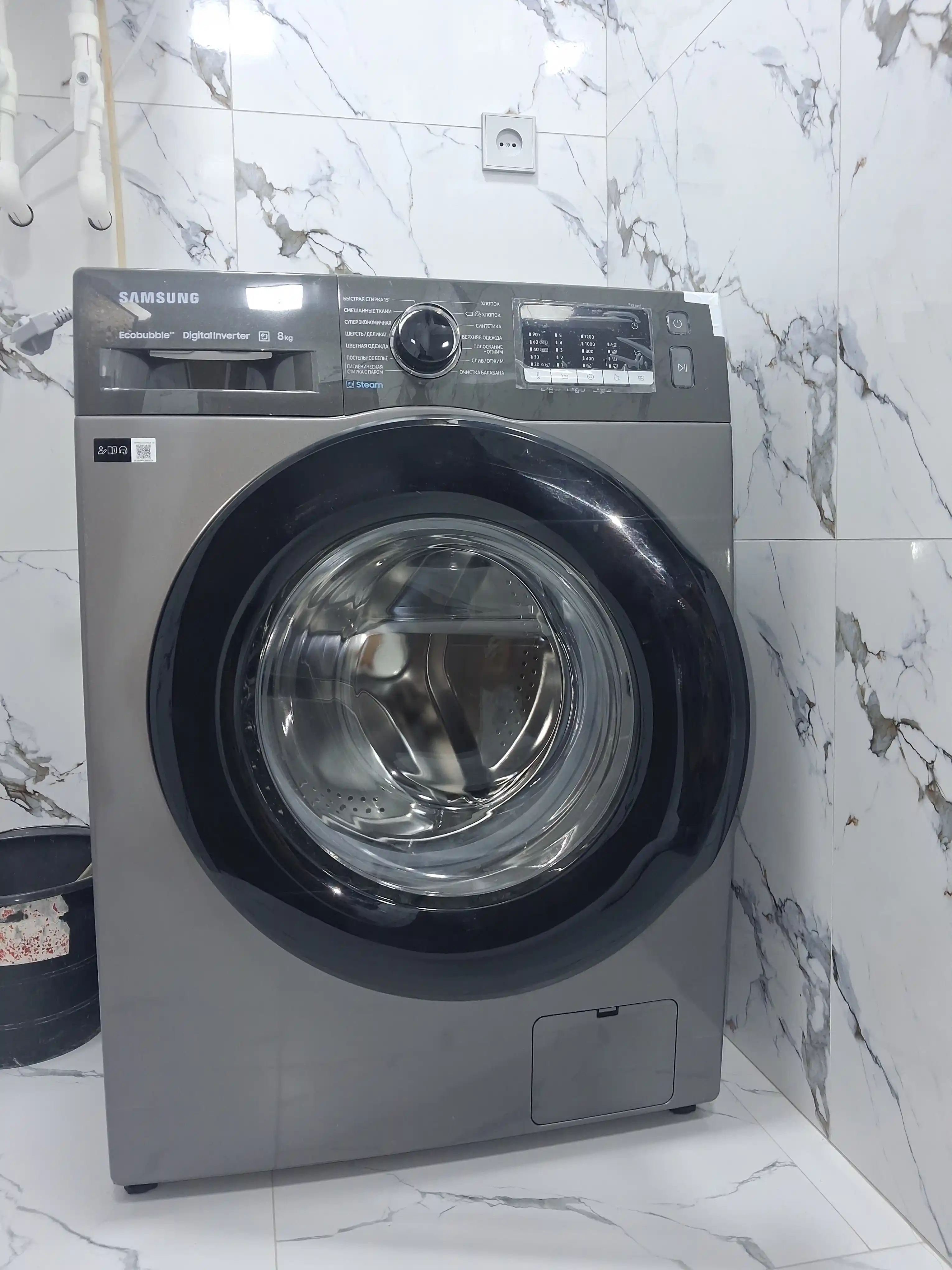 Стиральная машина Samsung WW80AGAS22AX  Eco Bubble 8 кг инокс инверторная