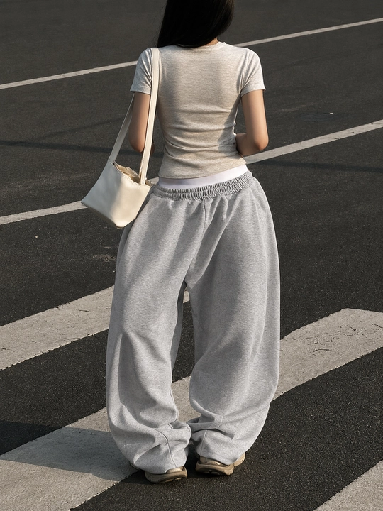 Ayollar uchun keng oyoqli sport shim, oversize casual palazzo shim, qulay kundalik